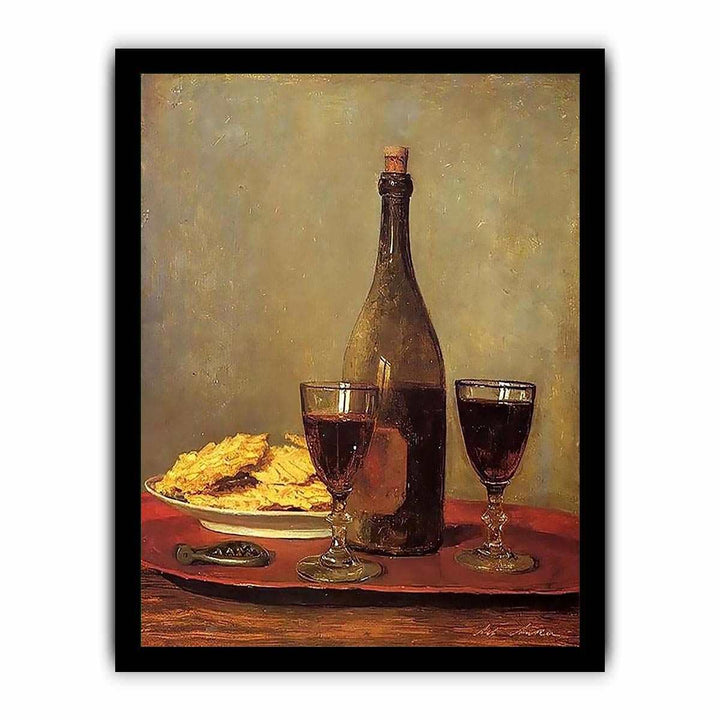 Still Life: Two Glass of Red Wine by Albert Anker