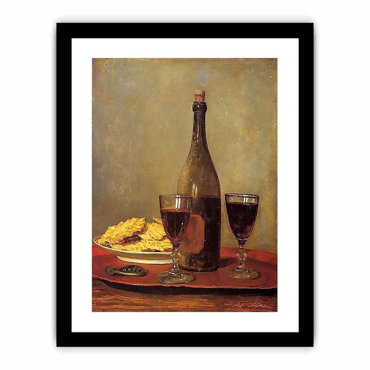 Still Life: Two Glass of Red Wine by Albert Anker