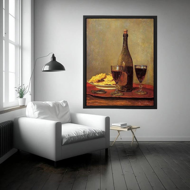 Still Life: Two Glass of Red Wine by Albert Anker