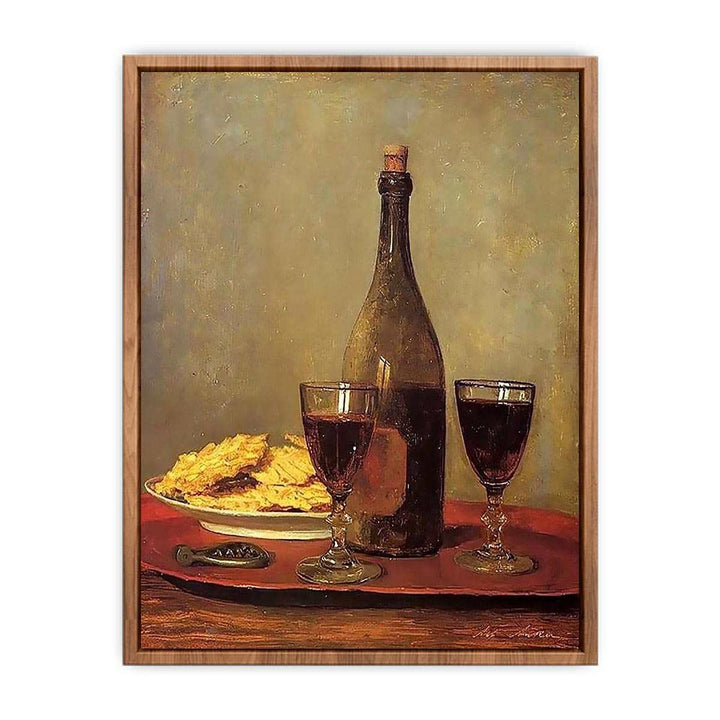 Still Life: Two Glass of Red Wine by Albert Anker