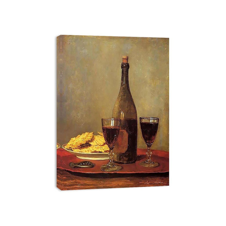 Still Life: Two Glass of Red Wine by Albert Anker