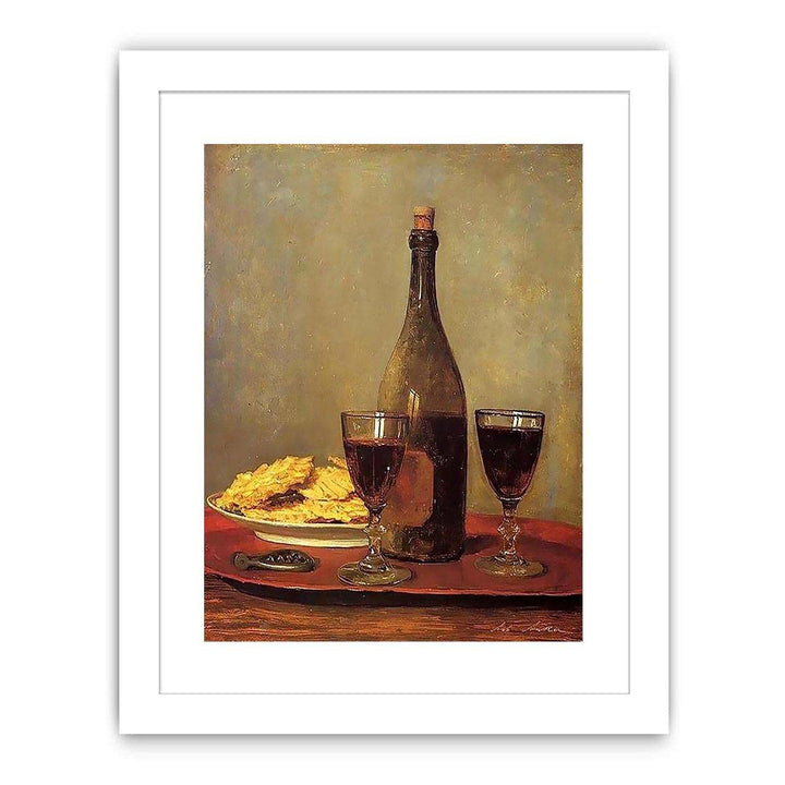 Still Life: Two Glass of Red Wine by Albert Anker