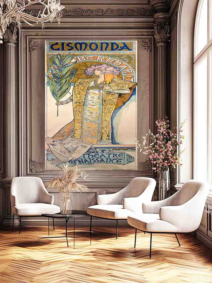 Poster for Victorien Sardou's Gismonda starring Sarah Bernhardt at the Théâtre de la Renaissance in Paris.