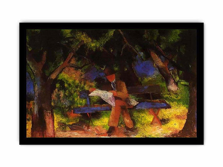 Reading man in park  by August Macke