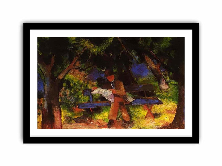 Reading man in park  by August Macke