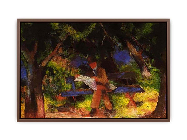 Reading man in park  by August Macke