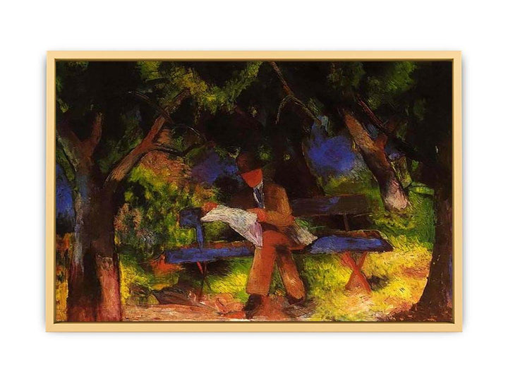 Reading man in park  by August Macke