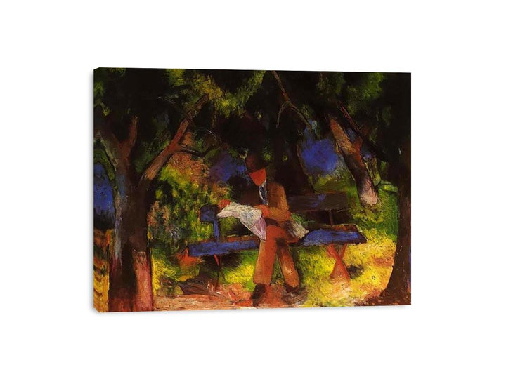 Reading man in park  by August Macke