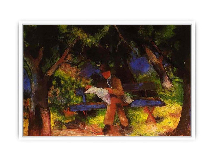 Reading man in park  by August Macke