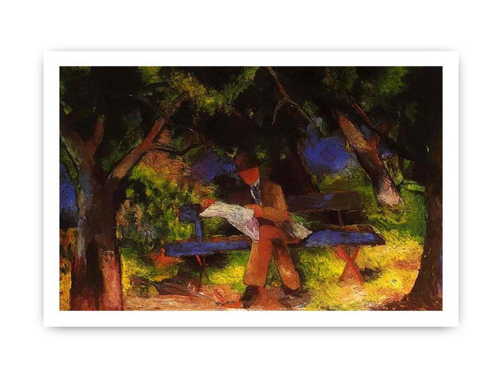 Reading man in park  by August Macke