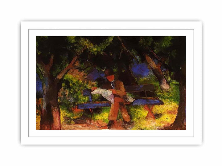 Reading man in park  by August Macke