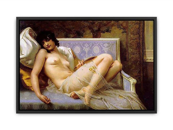 Jeune femme denudée sur canape (Young woman naked on a settee)