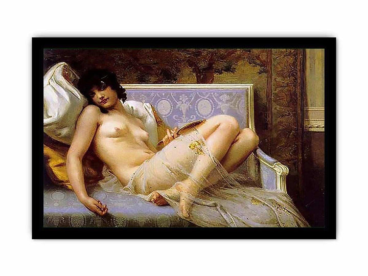 Jeune femme denudée sur canape (Young woman naked on a settee)