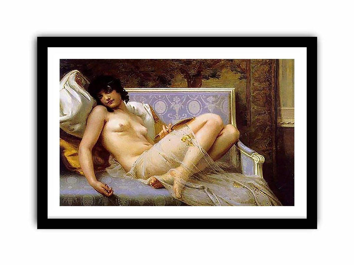 Jeune femme denudée sur canape (Young woman naked on a settee)