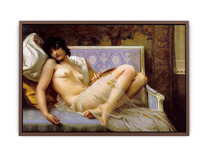 Jeune femme denudée sur canape (Young woman naked on a settee)