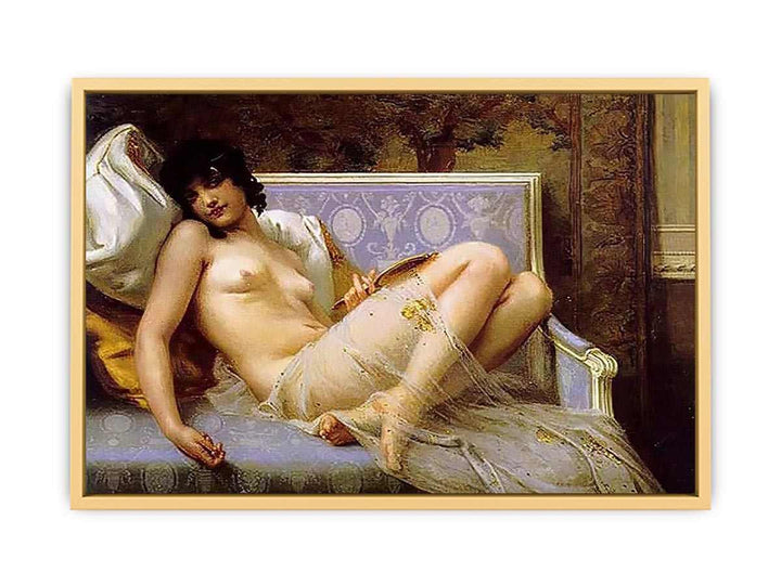 Jeune femme denudée sur canape (Young woman naked on a settee)