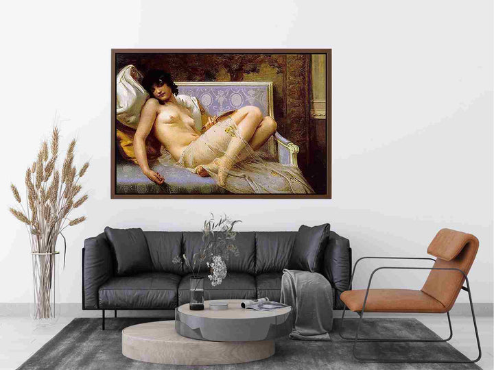 Jeune femme denudée sur canape (Young woman naked on a settee)