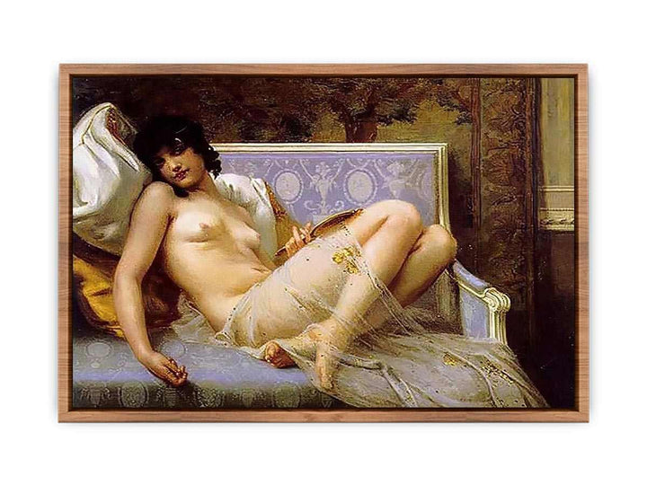Jeune femme denudée sur canape (Young woman naked on a settee)
