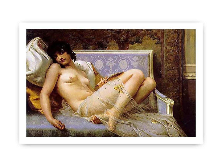 Jeune femme denudée sur canape (Young woman naked on a settee)