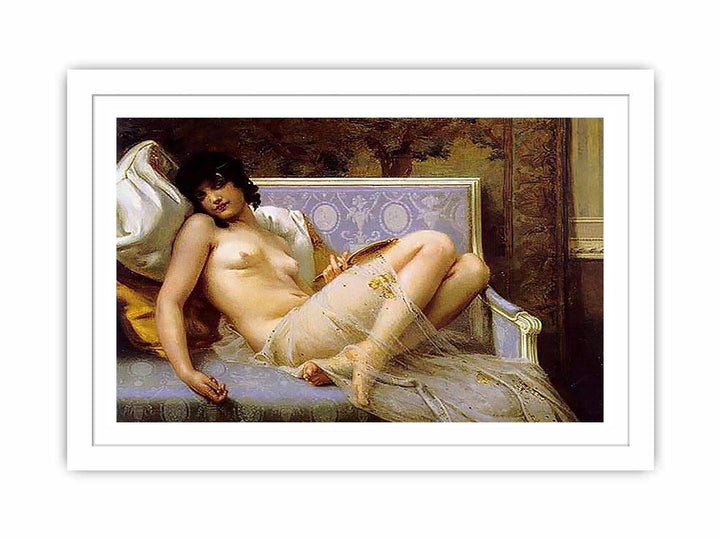 Jeune femme denudée sur canape (Young woman naked on a settee)