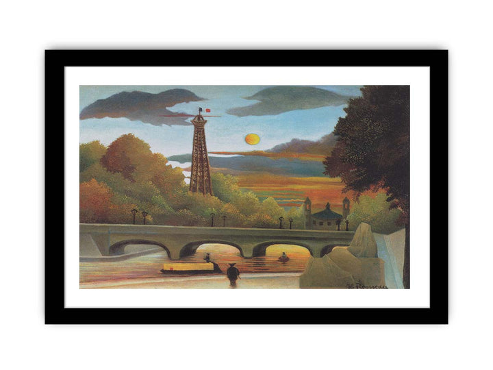 Seine and Eiffel tower in the sunset