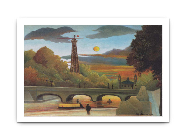 Seine and Eiffel tower in the sunset