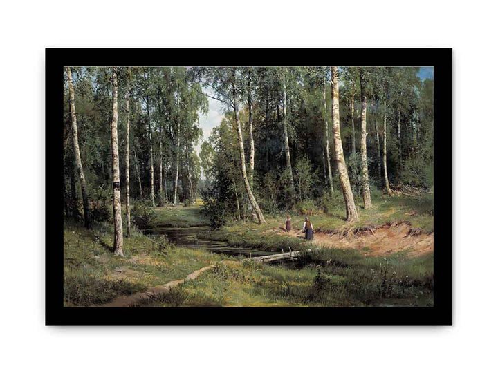 Brook in a Birch Forest