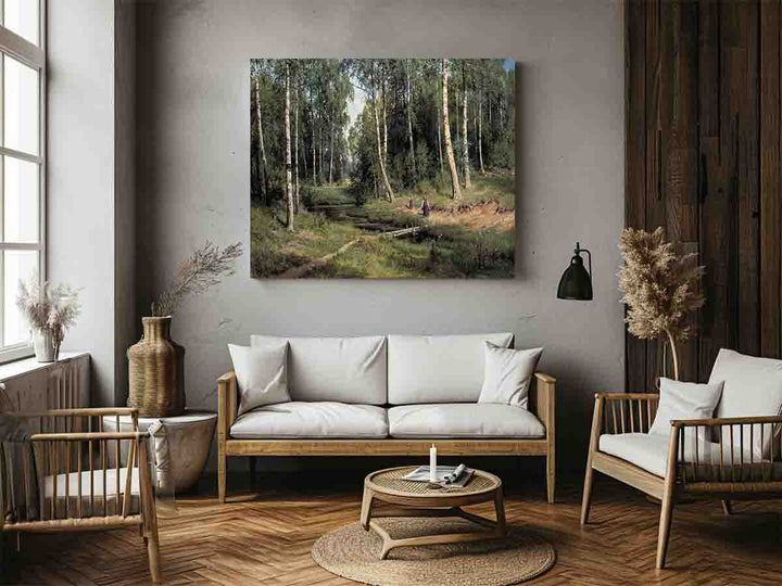 Brook in a Birch Forest