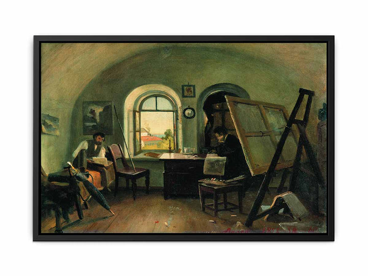 I. I. Shishkin and A. V. Gine in the Studio on the Valaam Island