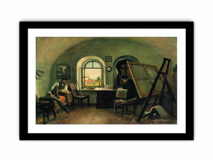 I. I. Shishkin and A. V. Gine in the Studio on the Valaam Island