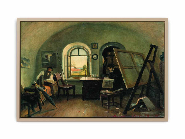 I. I. Shishkin and A. V. Gine in the Studio on the Valaam Island
