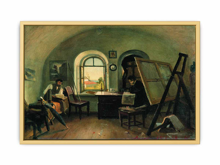 I. I. Shishkin and A. V. Gine in the Studio on the Valaam Island