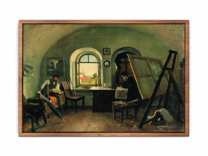 I. I. Shishkin and A. V. Gine in the Studio on the Valaam Island