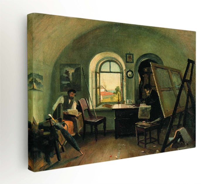 I. I. Shishkin and A. V. Gine in the Studio on the Valaam Island