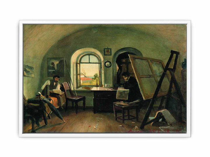 I. I. Shishkin and A. V. Gine in the Studio on the Valaam Island