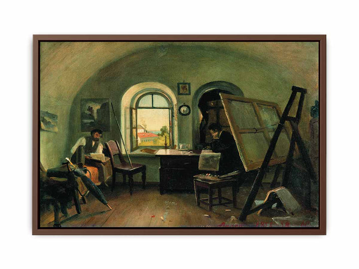 I. I. Shishkin and A. V. Gine in the Studio on the Valaam Island