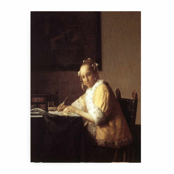A lady writing