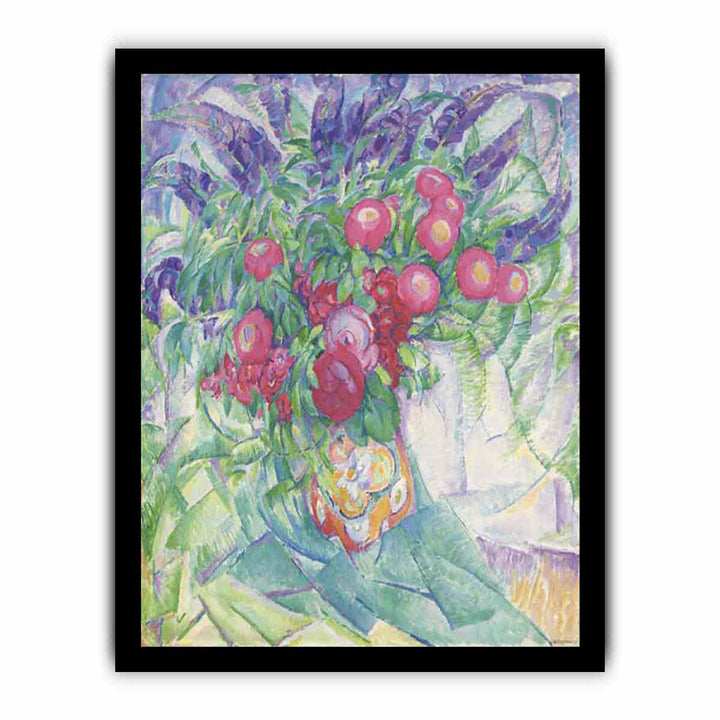 Still life with peonies anemones and lupins