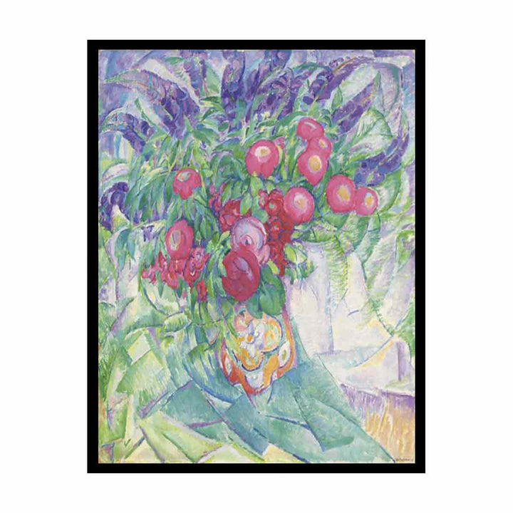 Still life with peonies anemones and lupins