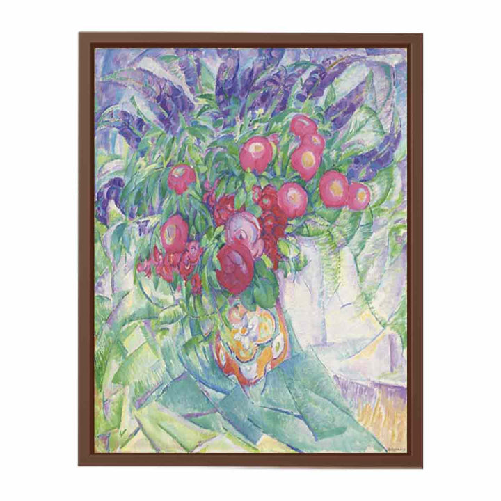 Still life with peonies anemones and lupins