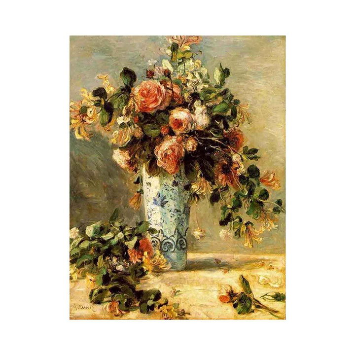 Roses And Jasmine In A Delft Vase