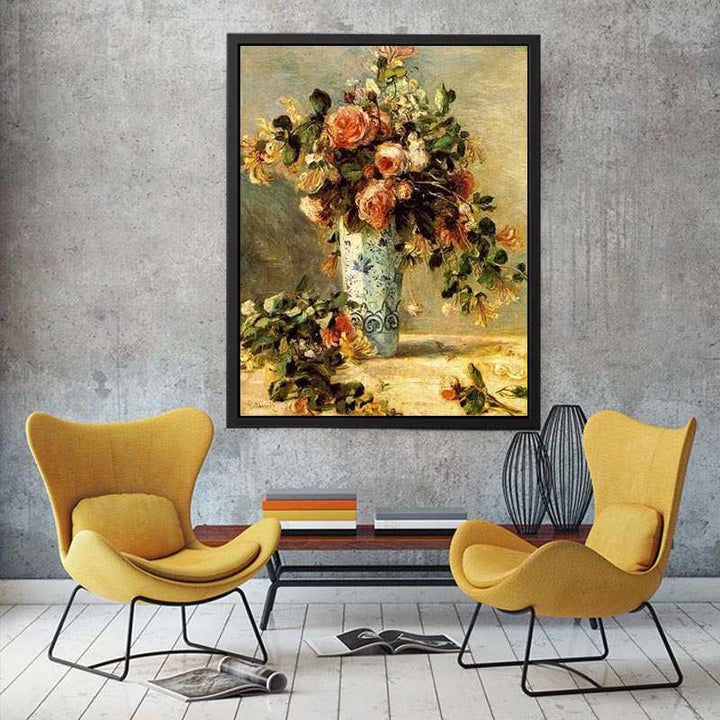 Roses And Jasmine In A Delft Vase