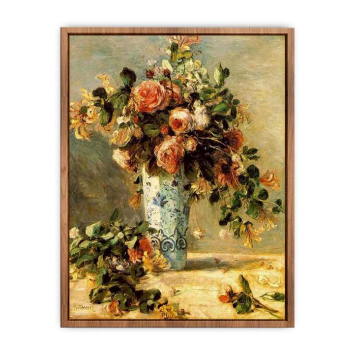 Roses And Jasmine In A Delft Vase