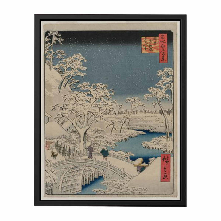 Drum bridge and Setting Sun Hill at Meguro from the series 100 Views of Edo Painting