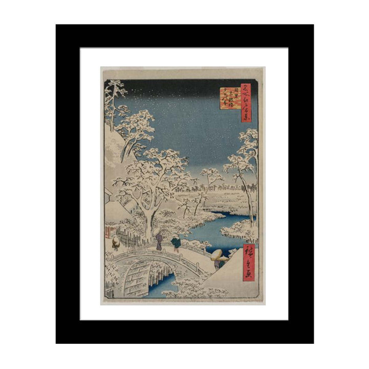 Drum bridge and Setting Sun Hill at Meguro from the series 100 Views of Edo Painting