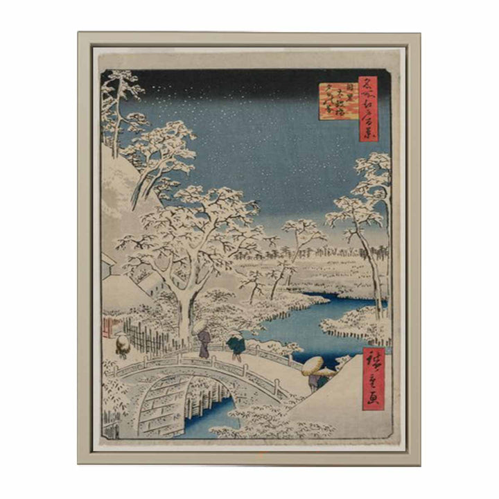 Drum bridge and Setting Sun Hill at Meguro from the series 100 Views of Edo Painting