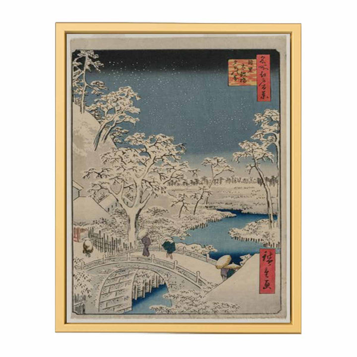 Drum bridge and Setting Sun Hill at Meguro from the series 100 Views of Edo Painting