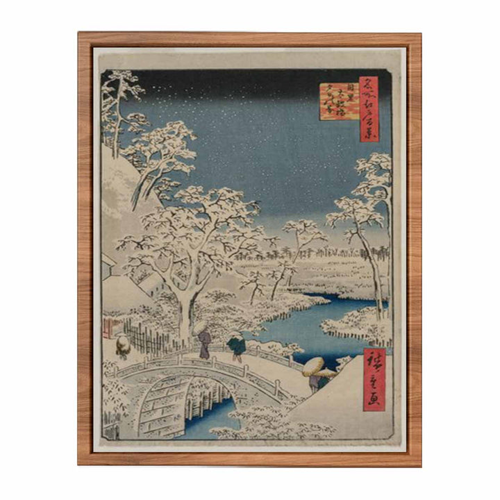 Drum bridge and Setting Sun Hill at Meguro from the series 100 Views of Edo Painting