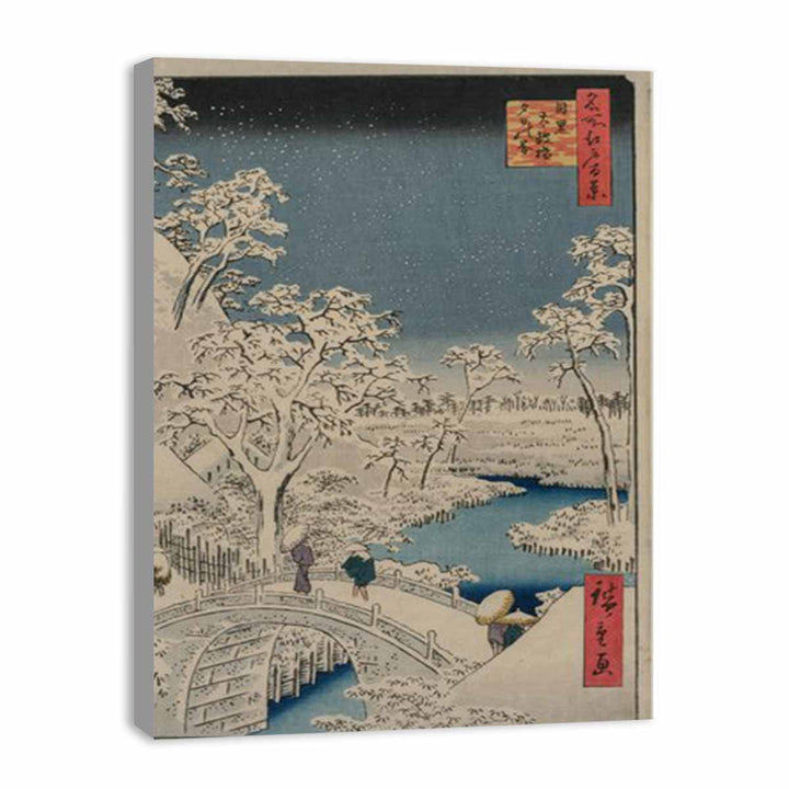 Drum bridge and Setting Sun Hill at Meguro from the series 100 Views of Edo Painting