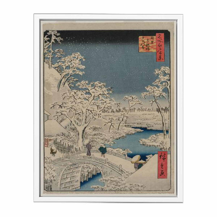 Drum bridge and Setting Sun Hill at Meguro from the series 100 Views of Edo Painting